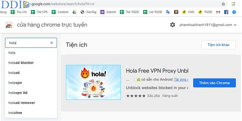 Cài đặt tiện ích Hola Free VPN Proxy Unblocker