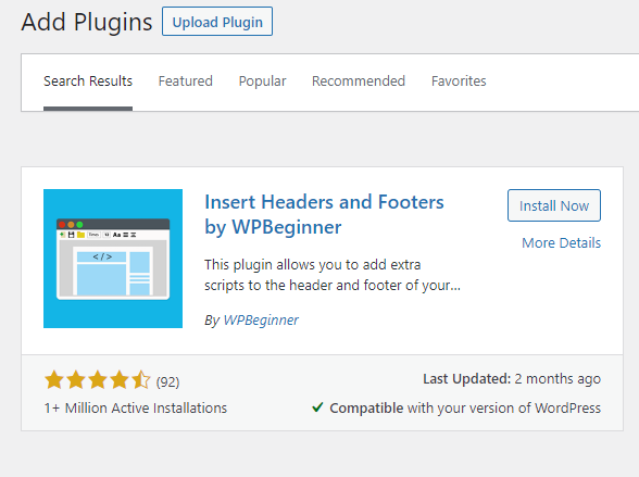 Cài thêm Plugin Insert Headers and Footers để gắn mã code dễ dàng