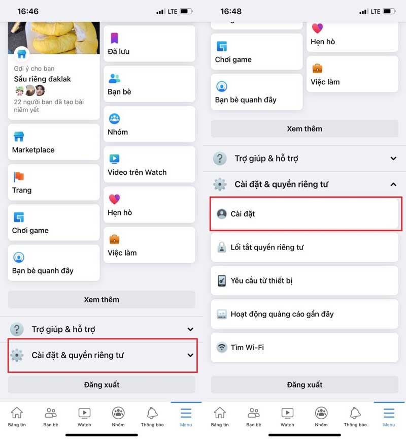 Chọn Cài đặt & quyền riêng tư