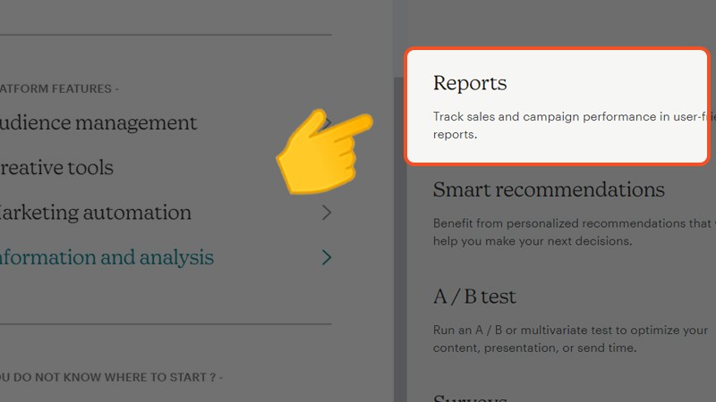 Chọn Reports để xem báo cáo số liệu về chiến dịch của bạn