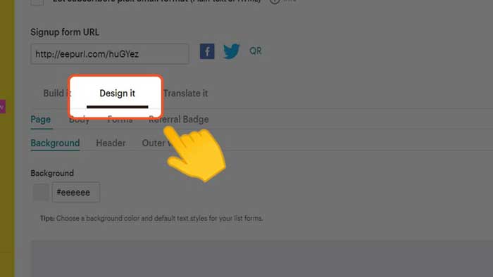 Chọn mục Design và tiến hành tùy chỉnh theo nhu cầu của bạn