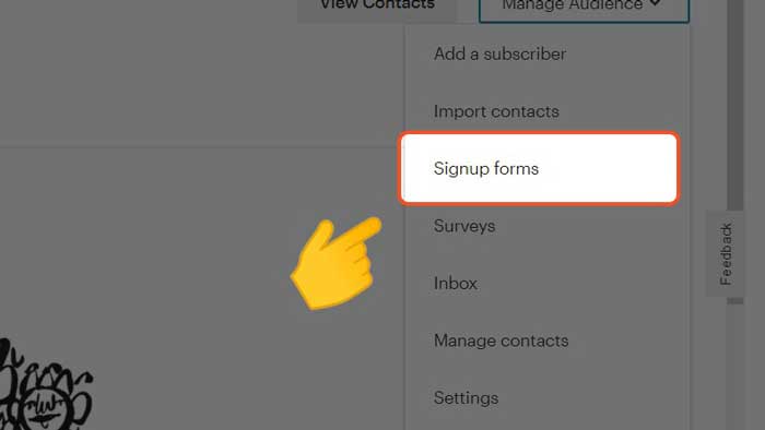 Chọn mục Signup forms