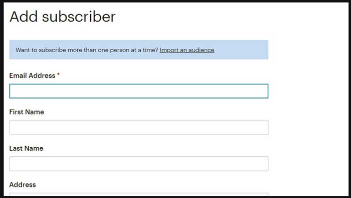 Màn hình khi chọn Add a subcribers